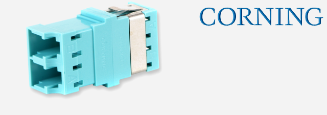 آداپتور فیبر نوری مالتی مد و سینگل مد رنگ فیروزه ای CORNING - Non Keyed/Non Keyed - LC duplex