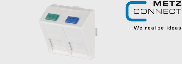 ماژول خروجی دیواری Modul wall outlet 45x45 2 port pure white - METZ CONNECT نصب روی ترانک و قاب های شبکه دیواری - متز کانکت
