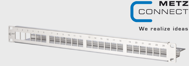 Keystone 19 inch module frame 1RU 24 port stainless steel unequipped  -  METZ CONNECT
